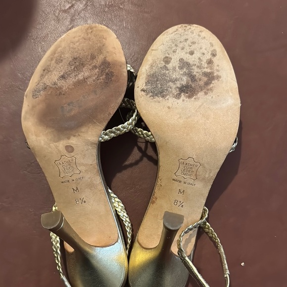 Michael Kors Leather Gold Heel Sandals - Picture 9 of 11